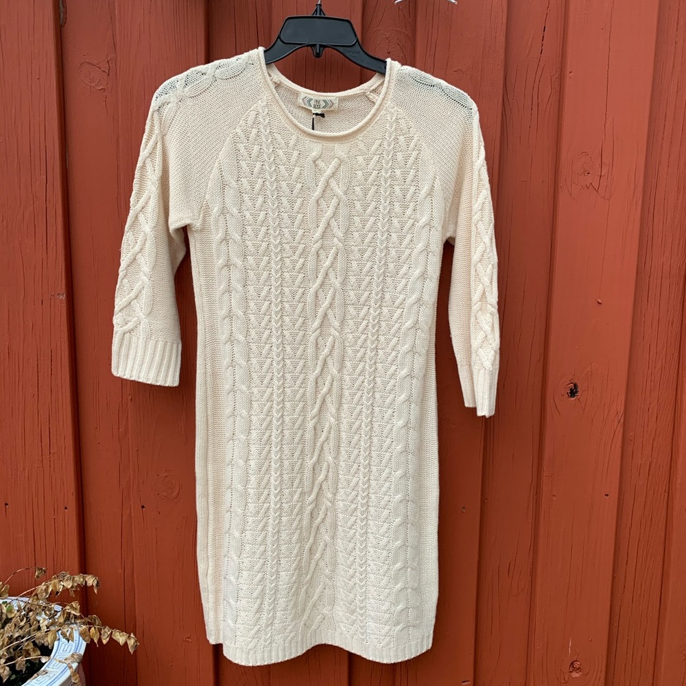 PINK ROSE Long Knit Cream Sweater